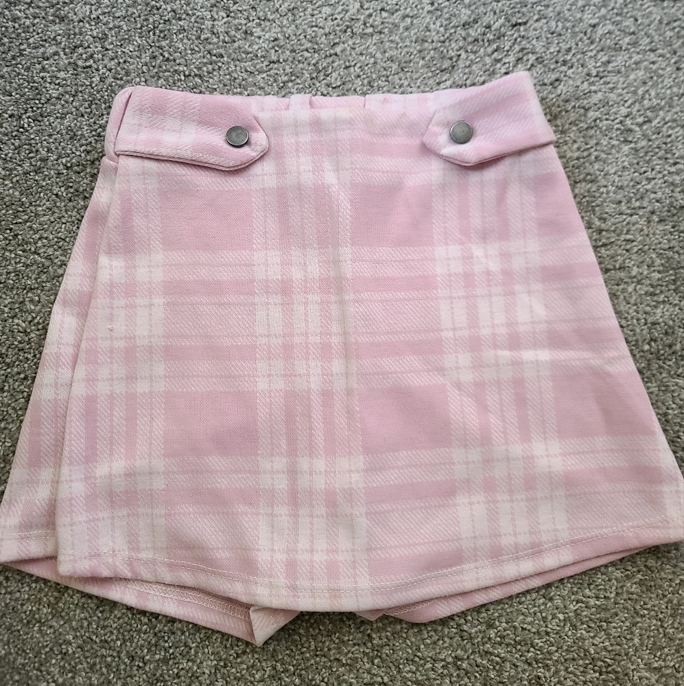 Pink Plaid Mini Skort